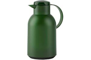 Emsa N40121 - Caraffa termica Samba, 1,5 litri, chiusura Quick Press, 12 ore, calda e fredda per 24 ore, verde traslucido/scuro