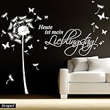 Wandtattoo Loft Wandaufkleber Pusteblume Schmetterling mit Ihrem Wunschtext/ bis zu 15 Wörter frei wählbar / 54 Farben / 3 Größen / dunkelgrau / 1,14 m Höhe x 3,59 m Breite - 5