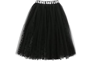 SXSHUN Midi Mädchen Kinder Tüllrock Elastische Sommerrock Lang Falten Rock Ballet Prinzessin A-Linien Petticoat Kleider