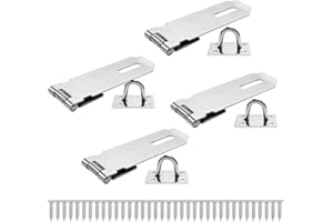 Bwintech 4 pcs Padlock Hasp Latch Locks 5 Inch (125mm)304 Stainless Steel Door Lock Hasp Latch Hasp for Door Shed Gate Cabinet with Screw Brushed Nickel