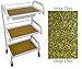 Optimus Glass White Salon Trolley - Gold Sparkle Style - Hairdresser Barber Hair Beauty Drawers Spa Cart