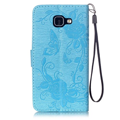 Samsung Galaxy A5 2016 Model/A510 Hülle [Bildschirmschutz aus gehärtetem Glas], Grandoin Retro Leder Foliant Stoßabfangende Hülle, exzellente Qualität buntes elegantes Muster Design Premium PU Verschluss genaue Passform Riemen-Leder Geldbörse schützende Schnapp-Hüllen-Abdeckung für Samsung Galaxy A5 2016 Model/A510 mit [Kreditkarten Einschub] Ständer Funktion - 2