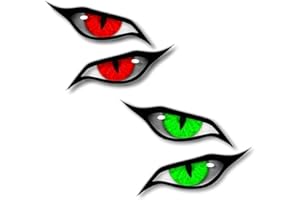 YEHUIMEI 2 Paio Adesivi Moto, Adesivi Per Moto, Adesivi Catarifrangenti Moto, Adesivo 3D A Forma Di Occhi Malvagi Per Auto, Moto, O Casco, Pellicola Catarifrangente(Verde,Rosso)