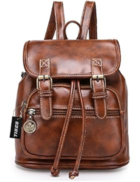 Tibes PU-Leder Rucksack Fashion Kleiner Rucksack