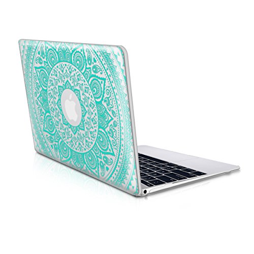 kwmobile Crystal Case Hülle für Apple MacBook 12" mit Indische Sonne Design - Schutzhülle Laptop Cover klar in Mintgrün Transparent