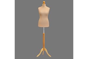 H & H TRADERS Cream Female Tailors Mannequin Display Bust Dummy FOR Dressmakers Fashion Students With A Light Wood Base All Size (Size 46/48, UK 18/20)