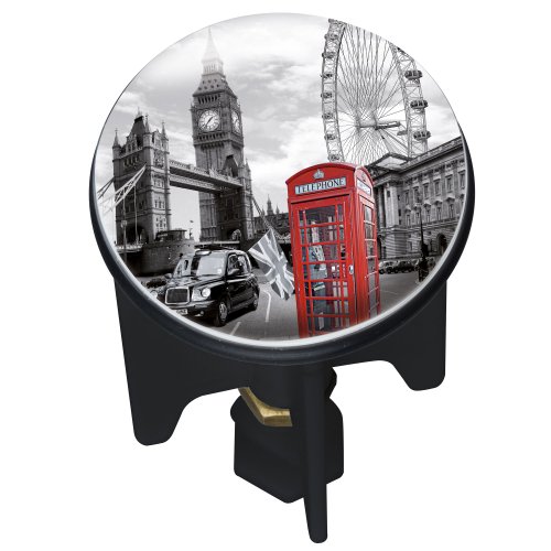WENKO 20740100 Waschbeckenstöpsel Pluggy® London - Abfluss-Stopfen, für alle handelsüblichen Abflüsse, Kunststoff, 3.9 x 6.5 x 3.9 cm, Mehrfarbig