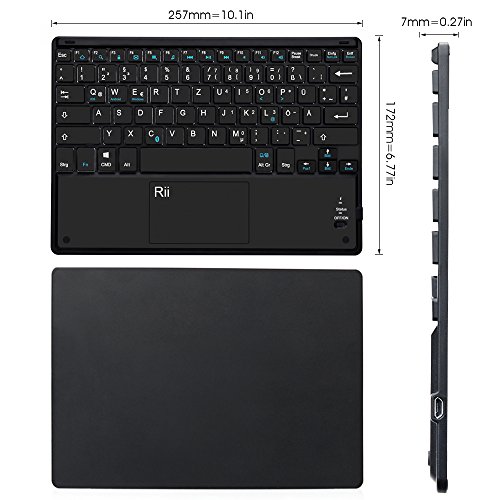 Rii Sehr Dünne Bluetooth 3.0 Kabellose Tastatur (Deutsches QWERTZ Layout) für Apple und PC , Windows 7 + 8,Linux,Mac OS X,Notebook,Laptop,Netbook,Mac Book,Tablets,Apple iPad,Samsung Galaxy Tab2,Galaxy Note,Smart Phones,Android,Iphone - 7