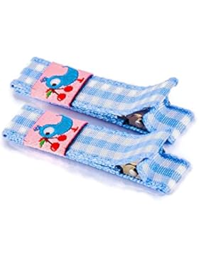 1 Paar hochwertige Haarspangen hellblau kariert - mit Stoff bezogen - KEIN ZIEPEN - Viele Variationen - Made in...