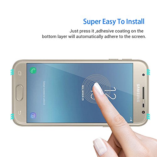 Vetro Temperato J3 2017 Versione Europea, Vispow Pellicole Protettive Alta Trasparenza per Samsung Galaxy J3 (J330) 2017 Pellicola in Vetro Solido Protezione Dello Schermo - Trasparente