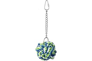 Parrot Essentials Nuts for Knots Ball on Chain Parrot Toy from Rope for Pet Birds to Chew, Preen and Shred - Suitable for all Bird Cages and Parrot Stands