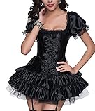 90 % Polyester, 10 % Elastan R-Dessous sexy Corsagenkleid Corsage + Rock Mini Kleid schwarz kurz Cocktailkleid Partykleid Abendkleid Gothic, Schwarz, Herstellergroesse M (38)