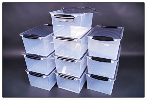 5x Systembox mit Deckel - 33 x 22 x 16 cm - 8 Liter Volumen je Box - mit Klappverschluss