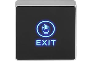 DEMERAS Dotykowy przycisk wyjściowy z przyciskiem odblokowania drzwi panel LED do systemu kontroli dostępu do drzwi z niebieskim wskaźnikiem, styk wyjściowy NO/COM