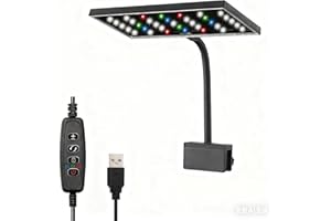 Carefree Fish Aquarium LED Light USB 5V RGBW 5730 Timmer 5~20Gal Fish Tank Clip Light 10 Brightness Levels 13W with Power Adapter
