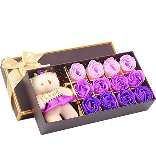 Preisvergleich Produktbild Seifenblume 12 STÜCKE Romantische Rose Seife Blume geschenkbox mit Plüschtier Spielzeug Bär Puppe Küche Haushalt Wohnen Bastel Malen Nähen Blumengestecke