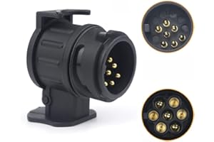 Qiping 13/7 Adaptateur Prise Remorque 13 Broches vers 7 Broches Connecteur Fiche Attelage Voiture pour Tracteur, Caravane, Porte-vélo