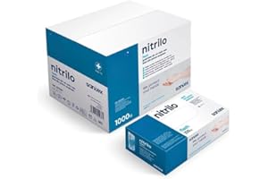 ABD Guantes de Nitrilo Azul Pack de 1000 Unidades, Resistentes al Desgarro, Antideslizantes, Sin Látex, Apto para Uso Alimentario, Cumplen EN 455 y EN 374 (Negro, Talla L)