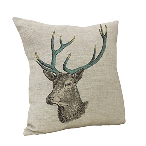 Nunubee Wohnkultur Baumwolle Leinen Platz Sofa Kissenbezug Wurf Kissenbezug Hirsch A