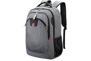 VINBAGGE Wodoszczelny plecak antykradzieżowy na laptopa 17,3", z portem USB, plecak szkolny, duży plecak biznesowy, plecak na notebooka, do pracy, podróży, dla mężczyzn, chłopców, B2-szary, 33 * 22 * 49cm