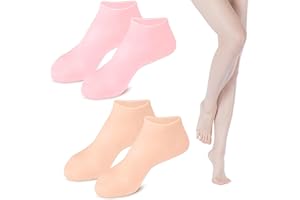 WONJEAN 2 Pares Calcetines Silicona, Calcetines de Silicona para Pies Protege tus pies en Todo Momento, Calcetines de Silicona para Mujer para Pies Secos y Agrietados, Piel áspera (Color de Piel y Rosa)