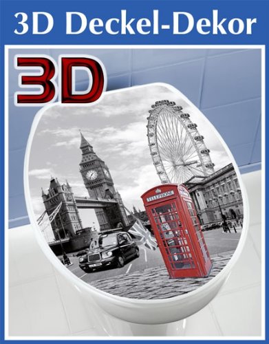 WENKO 3D-WC-Deckelaufkleber London - ca. 33,5 x 41 cm - WC Deckel Aufkleber - Toilette