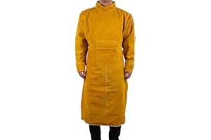 MBLUE 3 Dimensioni Pelle Bovina Lavoro Grembiule Saldatura Abbigliamento Protettivo Calore Resistente al Fuoco Saldatori Abbigliamento Saldatura Grembiule Con Maniche, Giallo, 120 cm