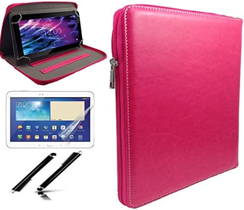3 in 1 Starter set - 10.1" Inch Zipper Case + Screen protecotor + Touch Pen For Vodafone Smart Tab N8 Tablet - Zipper Pink 3 in 1