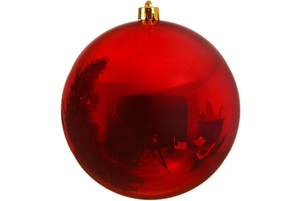 Juljulgranskulor, julgranskulor, röda, glänsande, okrossbara, 200 mm i diameter