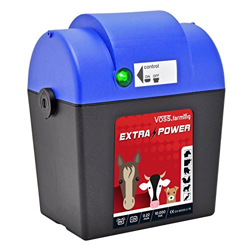ANGEBOT: 9V Weidezaungerät Extra Power 9V von VOSS.farming mit Zubehör, mobiles Elektrozaungerät für Pferde, Kühe, Rinder und Schafe