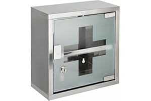 Posten Anker Armoire à pharmacie design I Armoire à pharmacie I Médicament I Médicament I Acier inoxydable I Verrouillable I Argent I 25 x 25 cm