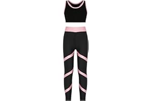 iixpin Mädchen Sportwear Sport Kleidung Set - Bustier Crop Top mit Lang Hose Leggings - Tanzen Workout Fitness Yoga Trainingsanzug Gr.110-164