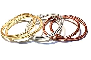 PAGAMADU Lot de 6 bracelets style Pain d'Or – Doré, argenté et rose doré – Amulette de protection – Bracelet bouddhiste tibétain Kumlai Temple, silicone imperméable et souple