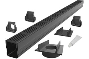 S-LON Design Entwässerungsrinne Set 4.00 m | Aluminium Schwarz | Typ 65x60 (Slimline Entwässerungsrinnen)