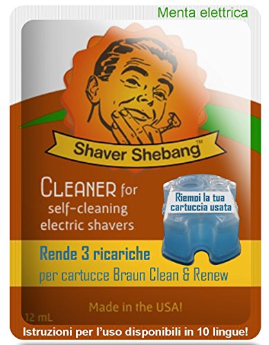 21 Refills for Braun Cartridges - Electric Mint - 7 Shaver ShebangTM cleaner solution replacements for Clean & Renew