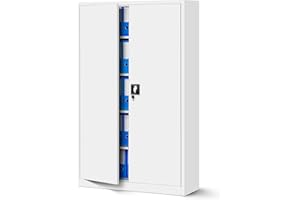 ‎JAN NOWAK Jan Nowak Metallschrank Jan II 185 x 115 x 40 cm - Aktenschrank abschließbar mit 2 Türen, Mehrzweckschrank mit 5 Ebenen, Büroschrank aus Stahlschrank mit Pulverbeschichtung - Weiß