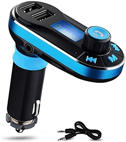 ABBY AFENG Bluetooth FM Transmitter Wireless Receiver Hands Free Car Kit Radio Adapter MP3 Player Dual USB Car Charger Support SD Card USB Flash Disk For Smart Phone, Iphone, Ipad,Etc,Blue