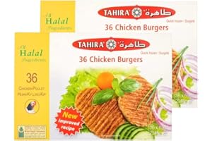 VEENAS Tahira Chicken Burgers | 36 Pieces | Halal Burgers | All Halal Ingredients | Quick Frozen | Ready to eat | 2340g (Pack of 2)