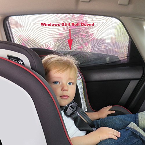 PRIMIUM Universal Car Window Shade 2 Pack – verbesserte Auto Sonnenschutz Baby und Kinder mit UV-Schutz für Kinder und Haustiere Premium Auto Fenster ohne Sun haftet- bonus Armaturenbrett Anti-rutsch-Matte - 6