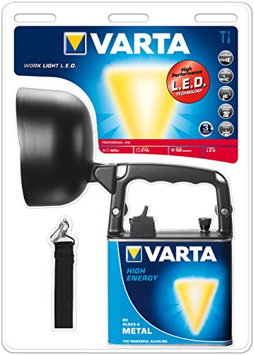 Varta 4 Watt LED Work Light inkl. High Energy 6V Batterie Arbeitsleuchte Taschenlampe Flashlight Handscheinwerfer Werkstattlampe Worklight Lampe – bis zu 270 Stunden Betriebsdauer – mit Tragegurt - 2