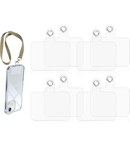 IOSPKKIO® Set van 8 transparante telefoonkoord-pads met metalen ring, telefoonhanger, multifunctioneel en waterdicht voor de meeste smartphones, multifunctionele telefoonkoord-patch