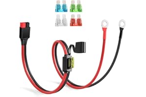 ELFCULB Anderson złącze do zacisku O-ring 10AWG, kabel złącza akumulatora z 5 bezpiecznikami do samochodowych przenośnych generatorów solarnych (5 m)