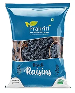 Prakriti Naturals Seedless Black Raisins - 1kg | Dried Kishmish Without Seeds, Dry Grapes | Kali Kismis Dry Fruits | Kali Darakh For Diwali Festival Celebration (1) (1000 Grams)