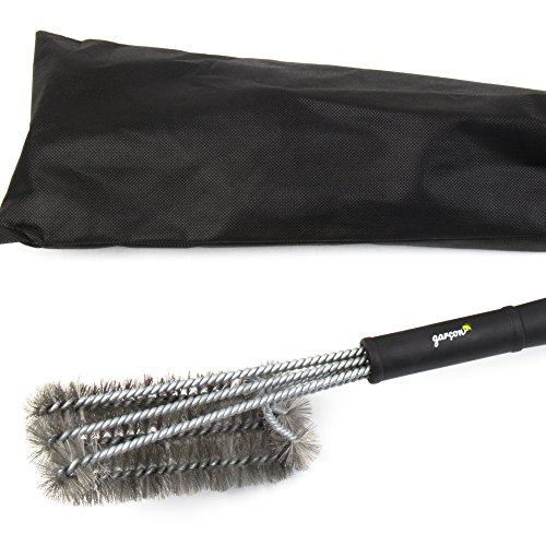 Profi Grillbürste mit extra langem Griff (45cm) – 3x schnellere Grillrost-Reinigung durch 3 in 1 Edelstahl-Bürsten – Ideal zum Reinigen eines Holzkohle-, Gas oder Elektro-Grills - 4