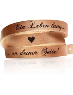 schenkYOU® Wickelarmband aus samtweichem Leder - Lederarmband in natur braun - Armband Schmuck für Partner mit...