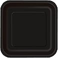 Unique 32060EU Eco-Friendly Square Paper Plates-23 cm-Black Colour-14 Count (Pack of 1), Pack of 14