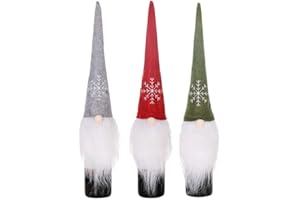 BESTOYARD 3 Stücke Weihnachten Weinflasche Abdeckung Mini Weihnachtsmütze Flaschenüberzug Weihnachtsmann Flaschen Kleidung für Xmas Party Tischdeko Flaschendeko