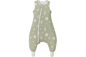 Nivolltha Super Soft Winter Baby Schlafsack mit Füßen 2.5 TOG, 100% Baumwolle Warmer Schlafsack mit Beinen für Kleinkinder, Blätter, Größe M