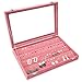 Produktbild Basuwell Damen-Schmuckkasten Schmucklade Ringbox Schmuckkästchen für Halskette, Armband, Ringe und Ohrringe Rosa (Ohrring-Box)