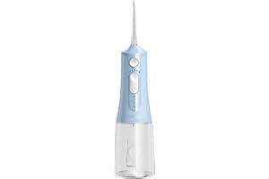 COSLUS Irrigador Dental Portatil: 3 Modos y 6 Presión Ajustable - 300ml IPX7 Irrigador Bucal Inalámbrico para Ortodoncia/Encías Sensibles -Limpieza Dientes de Hogar Viaje Baño con 4 Boquillas - Azul